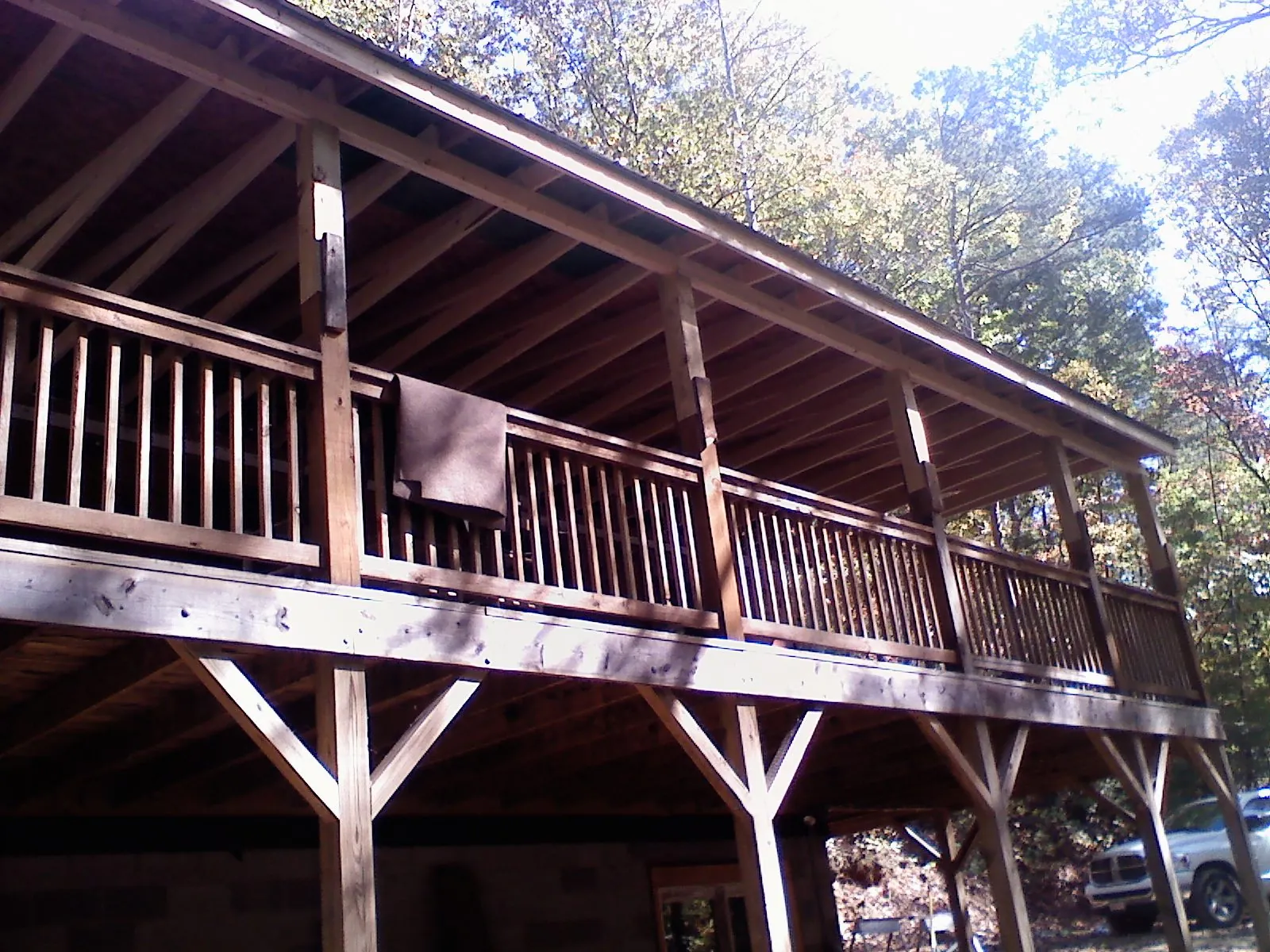Timber framing under a new elevated porch and deck — Roof Leak Repair in Fremont by Roofing Brothers